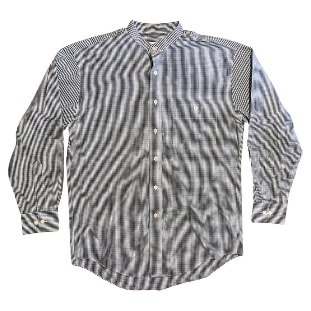 Yves Saint Laurent YSL Mens Black Gingham Button Down Shirt  15.5 Band Collar